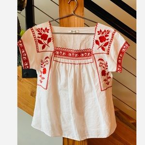 MADEWELL - Wildfield White w/ Red Embroidered Top